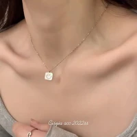 classic stainless steel smiley face necklace jewelry custom shell rose gold fashion korean valentine gift women