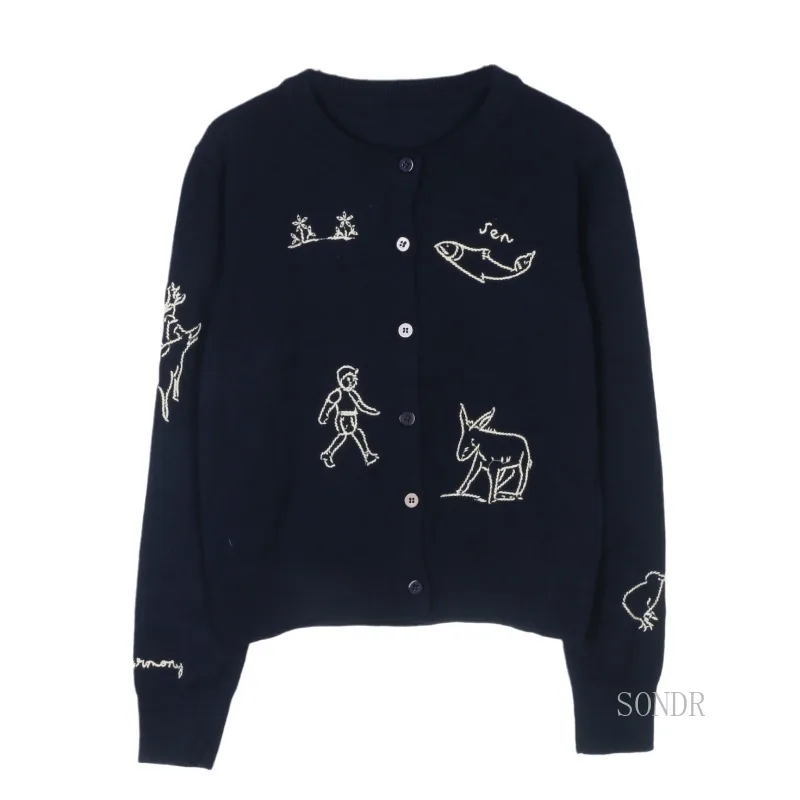 Высокомодный вязаный кардиган в сказочном стиле женский на осень-зиму детский