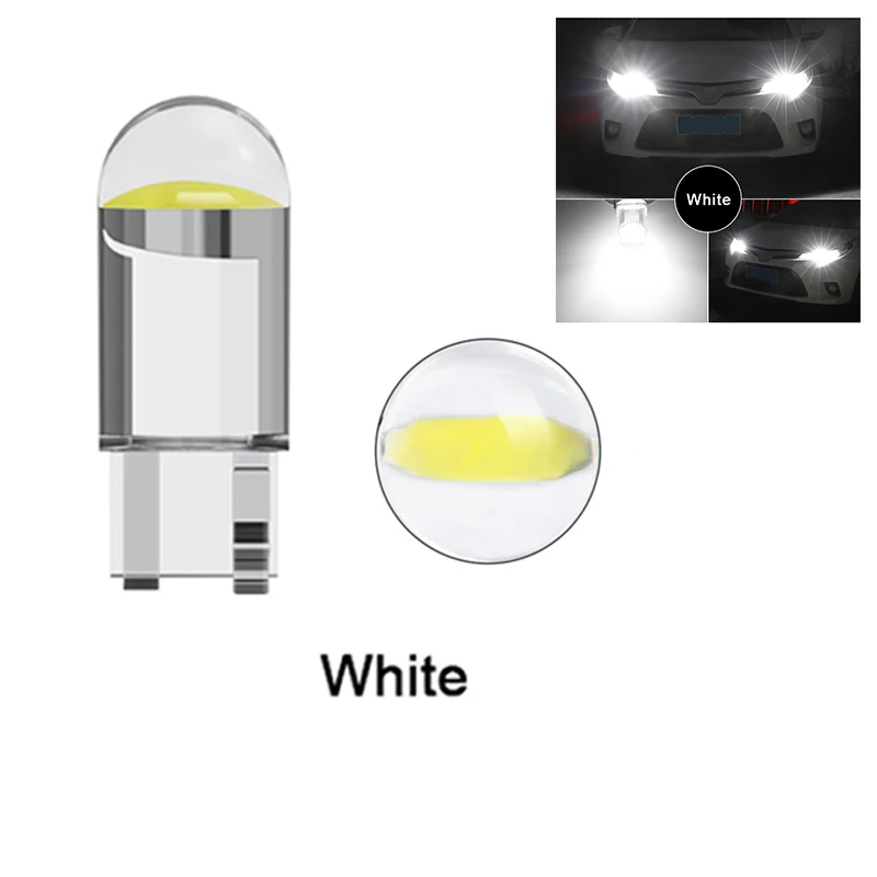 

YiRui Новая светодиодная габаритная лампа 10X T10 W5W COB 6000K Белая, синяя, красная внутренняя лампа с отделкой 12 В