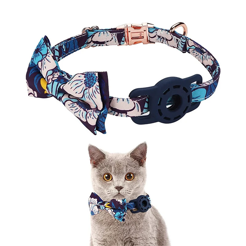 

Safety Buckle Adjustable Belt Airtag Pet Collar Reflective Nylon Kitten Collar Anti-lost For Cat Dog