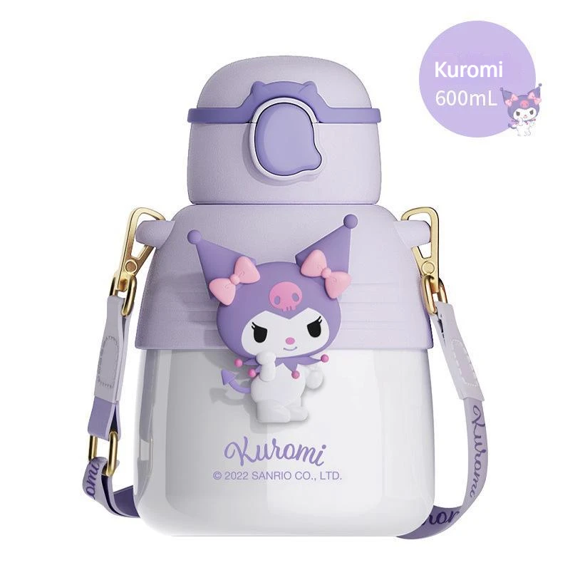 

600 мл Sanrio серия аниме My Melody Kuromi Cinnamoroll Onpompurin мультяшная Милая Вакуумная чашка из нержавеющей стали Термос круглая чашка