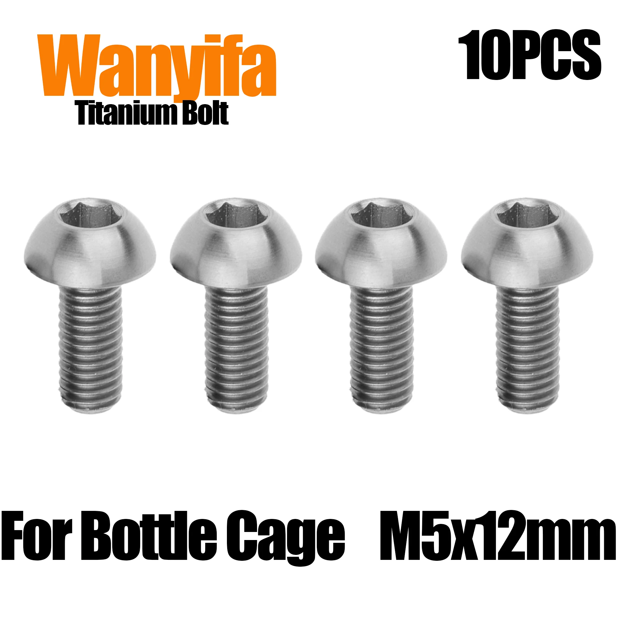 Wanyifa MTB Titanium Alloy Bike Bicycle M5x12mm Water Bottle Cage Fixing Bolts Air Pump Holder Bracket Fixed Screws 10Pcs