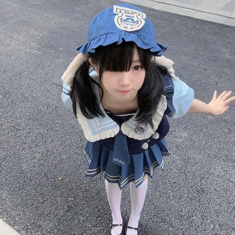 Японский костюм с юбкой JK в стиле &quotЛолита&quot рубашка воротником и оборками