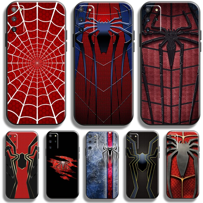 

Spiderman Logo For Samsung Galaxy S21 S20 FE Ultra S21 S20 Plus 5G Phone Case TPU Soft Liquid Silicon Back Black Silicone Cover