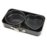 black carbon steel cakes molds square heart type removable cake baking pan non stick metal bake mould kitchen cake tools