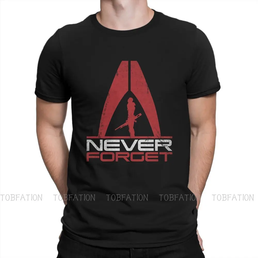 

Mass Effect Game Never Forget TShirt Men Grunge Big Size Casual Crewneck Cotton T Shirt 2020