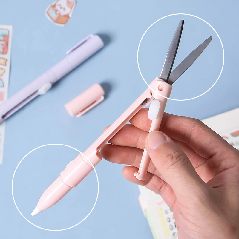 Multifunction Foldable Scissors Utility Knife 2 in 1 Creative Student Art Cutting Tools Kawaii Stationery Office School Supplies