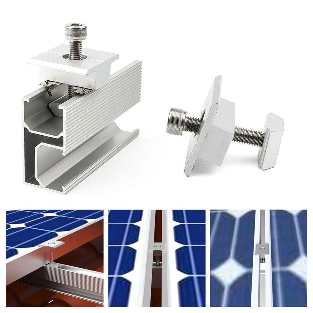 

Solar Panel Module Solar Panel Mounting Aluminum Bracket Rail Middle Clamp/Side Clamp Solar System Installation Accessories