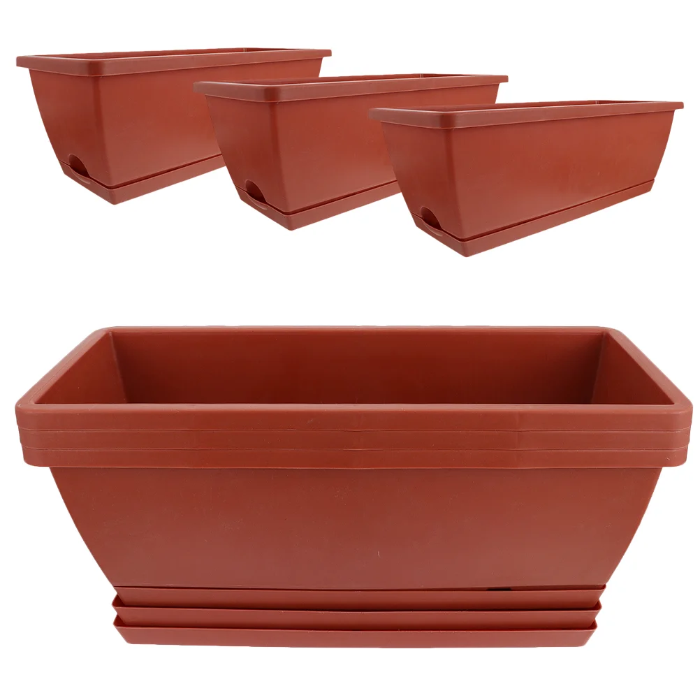 

6 Pcs Plastic Planter Box Garden Flower Pot Vegetables Growing Container Plastic Vegetable Pot Planter Flower Window Boxes