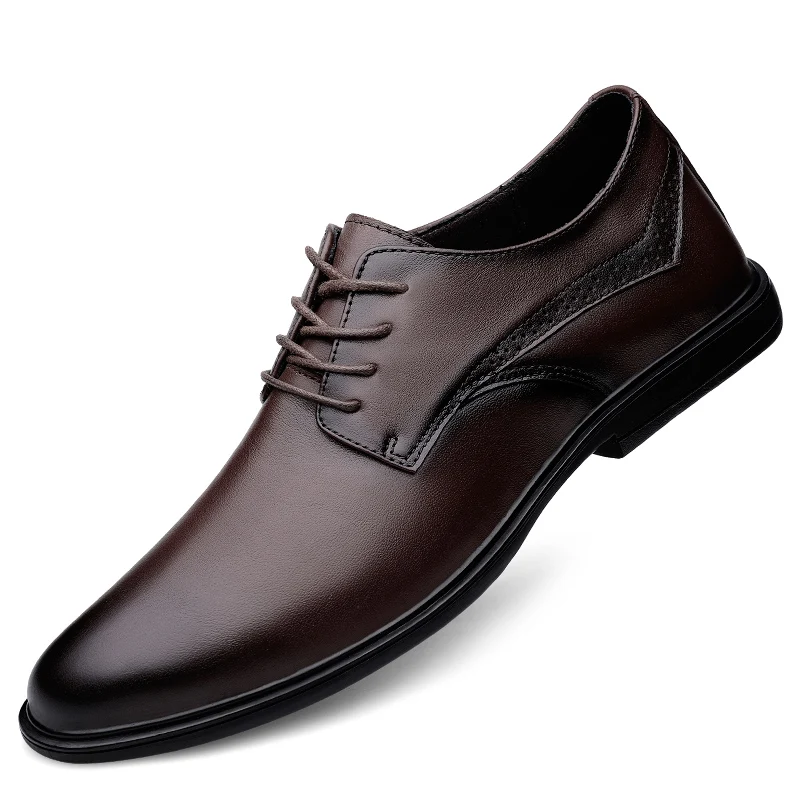 

Genuine Leather Wedding Men's Dress Shoes Trendy Lace up Men's Casual Leather Shoes All Seasom Work Office Men's Business Shoes