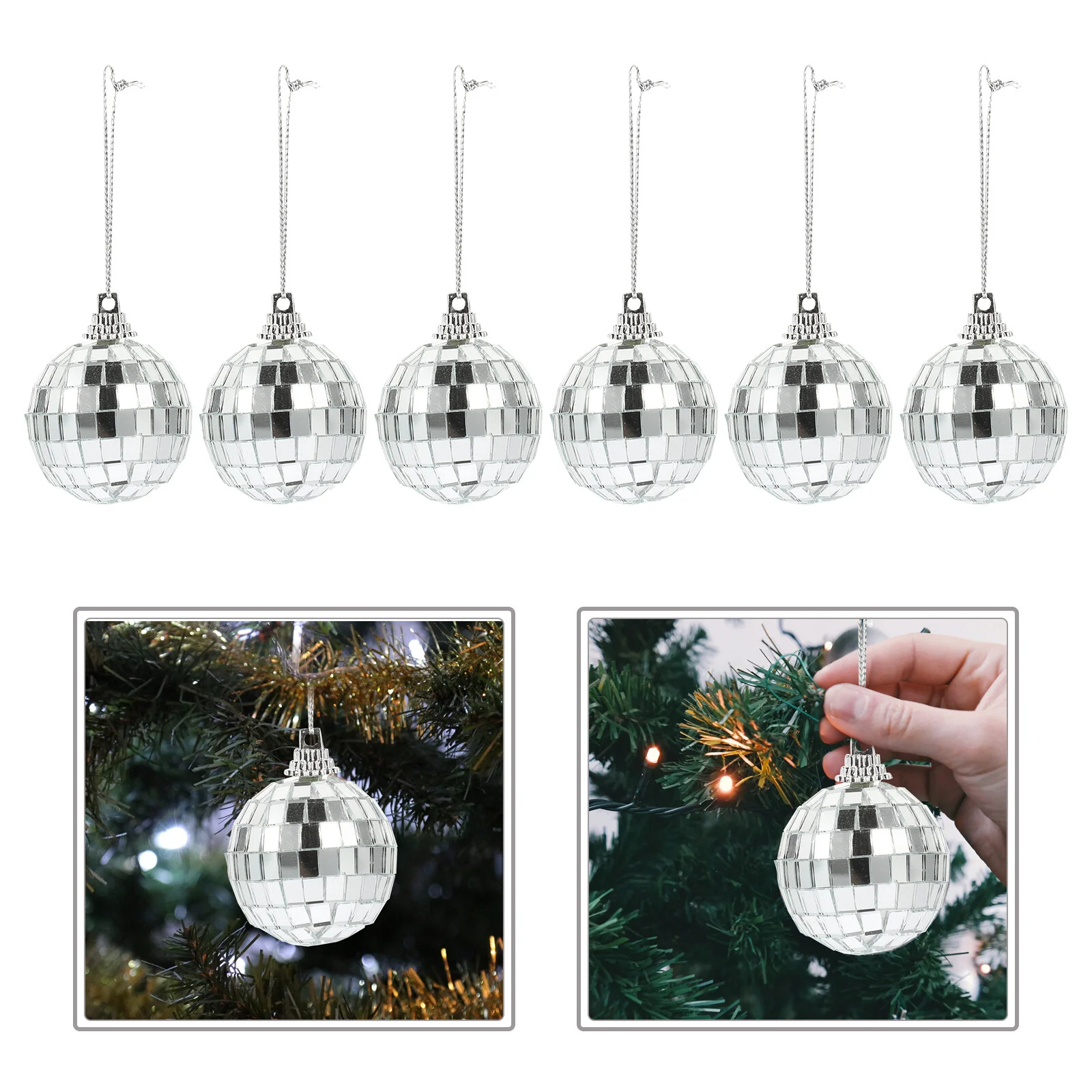 

6 Pcs Mini Accessories Disco Reflective Ball Mirror Hanging Party Surface Glass 6CM Hangings Silver Lenses Pendant