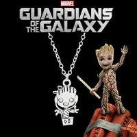 cartoon groot figurine pendant neck chain marvel movie guardians of the galaxy groot necklace gothic unisex jewelry accessories