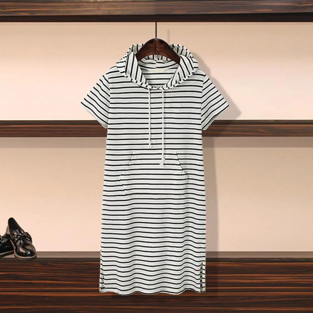 

Женское платье свободного покроя, летнее платье, женское платье с капюшоном на шнуровке, спортивное платье с коротким рукавом, свободное ле...