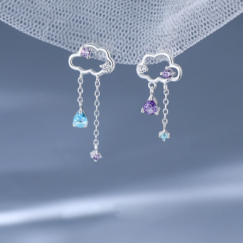 

Accessories For Women Korean Asymmetric Cloud Rain Earrings For Women Crystal Zircon Long Chain Tassel Earring Aesthetic Jewelry