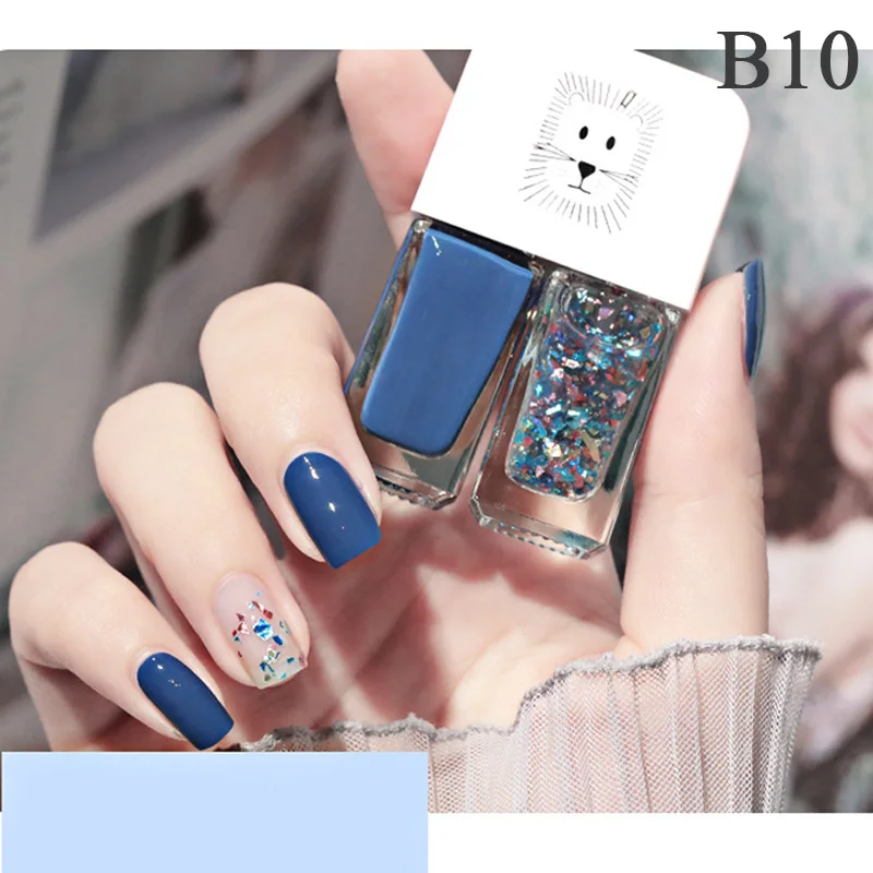 nail gel polish Double bottle Nail Polish Pink Blue Shining Glittering Art Quick Dry Long Lasting Decoratio |