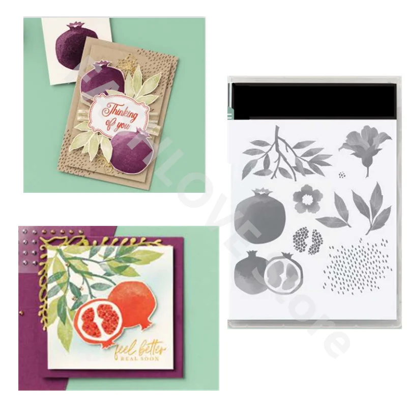 

New Christmas Pomegranate Metal Cutting Dies And Clear Stamps For Paper Cards Hand Account Making Decorative Photo Album Crafts