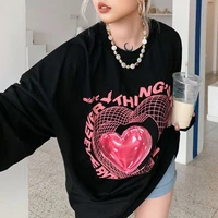 harajuku love print letter graphic t shirts women 2021 new fashion long sleeve clothes autumn goth tops mujer korean streetwear
