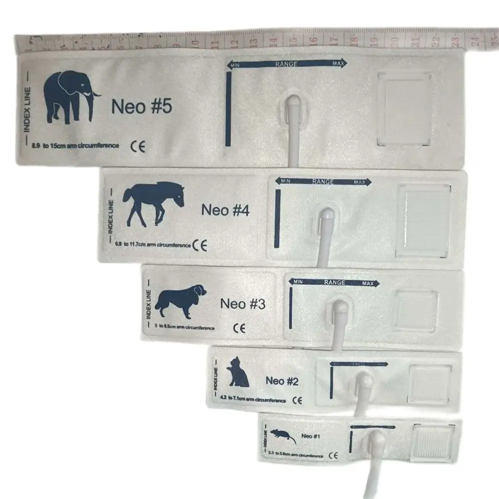 

5 Size of Non-invasive Blood Pressure Cuff Single Tube Nibp Cuffs Disposable Vet Animal Veterinary Cuff for Veterinary Monitors