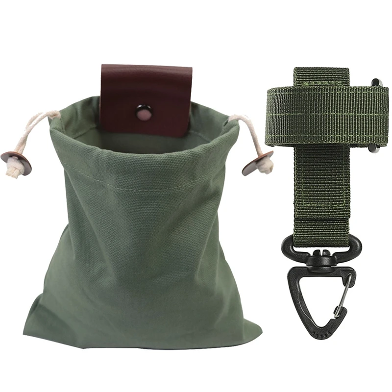 

Foldable Canvas Foraging Bag, Retro Style Versatile Canvas Pouch with Hang Buckle for Outdoor Camping