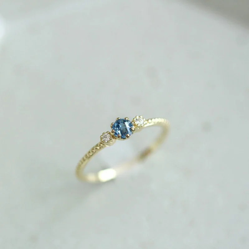

Silver sea blue gold ring European and American proposal engagement finger ring