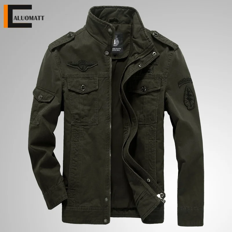 

Tactics Jackets Men's 100%Cotton Mid-length Military Jackets Male Coat Spring Autumn Windbreaker Stand Colla Brand Cargo Outwear