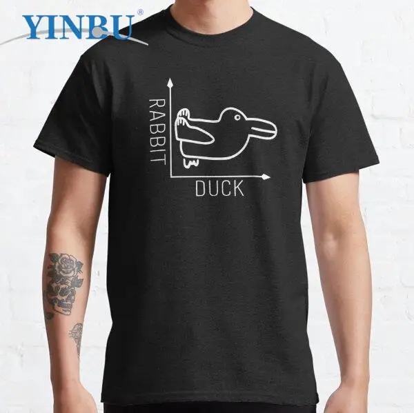 

Wittgenstein Rabbit Duck Illusion t shirts High quality Men's short t-shirt YINBU Brand 2023 Graphic Tee