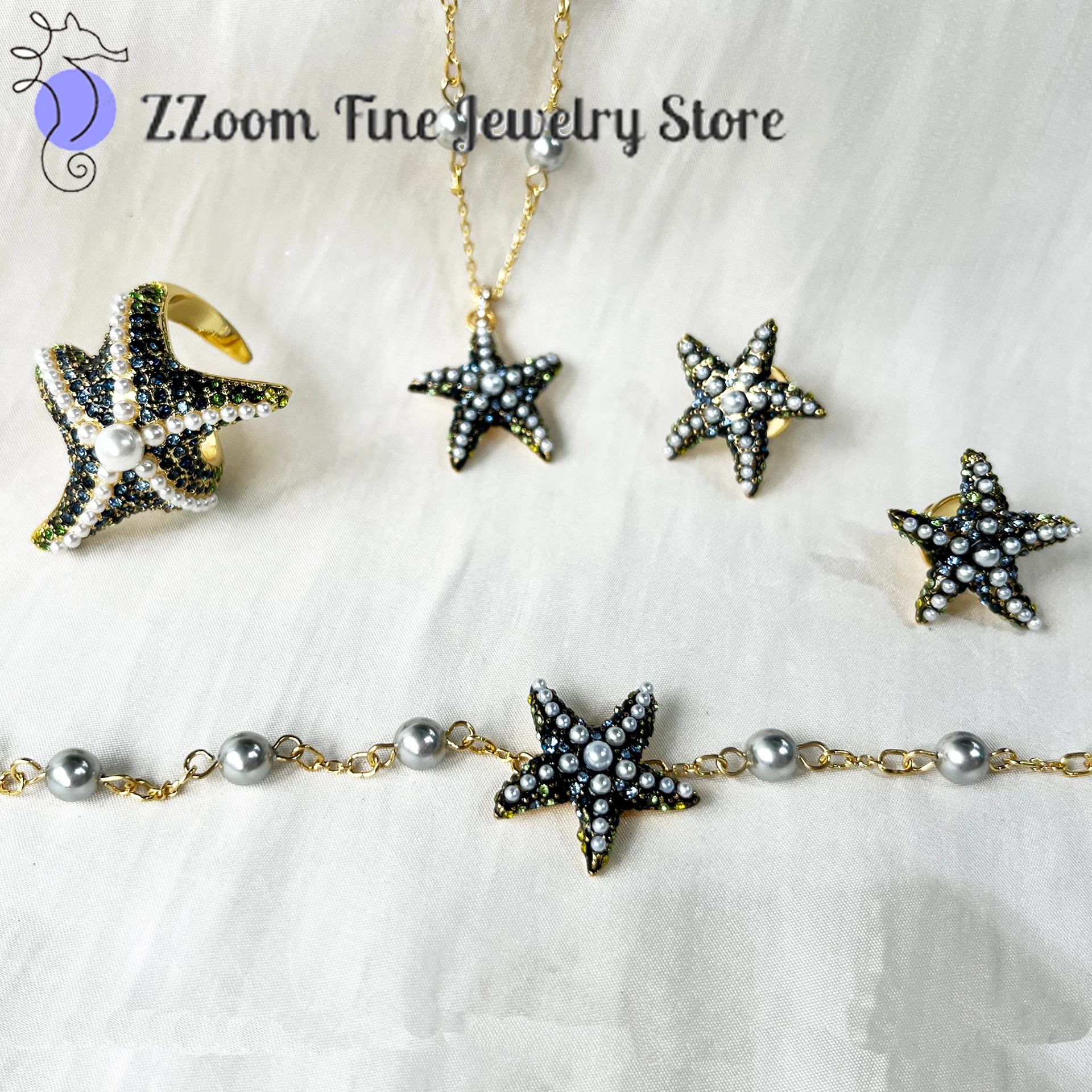 Оригинальные серьги кольцо Элитный набор украшений роскошный жемчуг морской