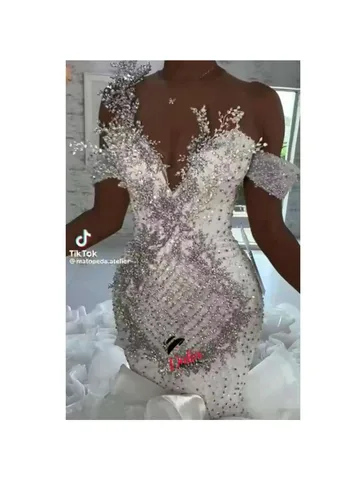 Свадебное платье русалки с открытыми плечами и блестящими бусинами и кристаллами, без рукавов, с множественными оборками, Vestido De Novia