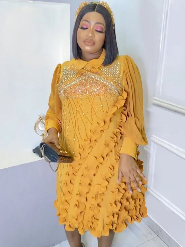 

Платье женское с длинным рукавом, шикарная туника со складками, с вышивкой, элегантный вечерний наряд на день рождения, красный, белый, лето-...