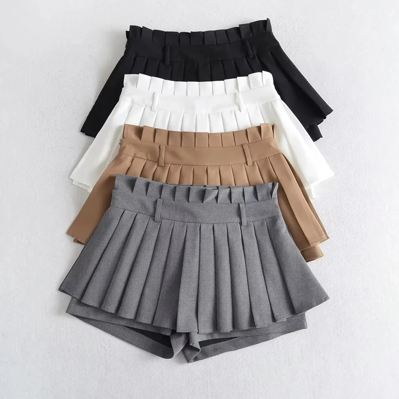 

Летние юбки с высокой талией, женские пикантные винтажные плиссированные мини-юбки, корейские белые черные юбки 2023