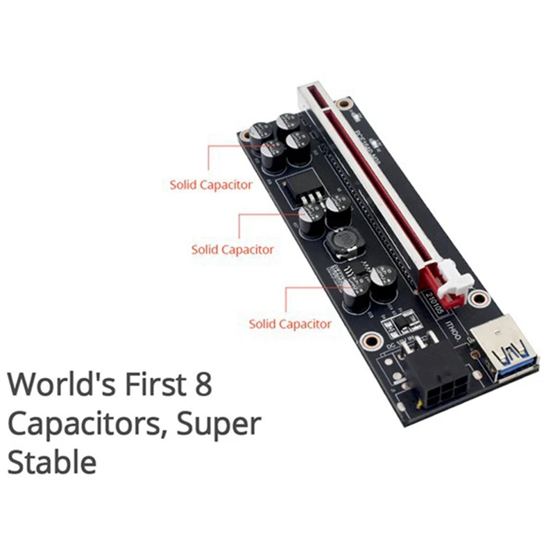 8X VER009S Plus PCIE Райзер-карта Ver 009S Sata 15 Pin to 6 Express 1X 4X 16X адаптер-удлинитель Майнер |