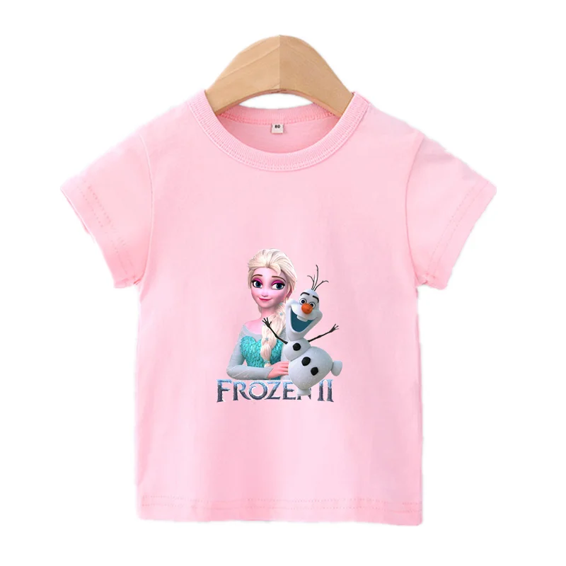 

Милая летняя детская одежда, холодная Эльза, принцесса, стиль снеговика, футболки для девочек-подростков, топы, красивый костюм для малышей