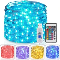 rgb 10m 100led fairy string lights usb remote 16 colors outdoor copper wire light garland for party wedding christmas tree decor