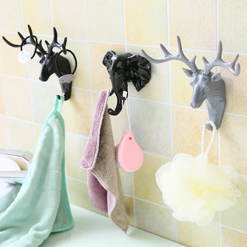 

Wall Hanging Key Hook Home Decoration Resin Hook Wall Hook for Key Hanging Clothes Hat Free Punch Towel Creative Vintage Antler