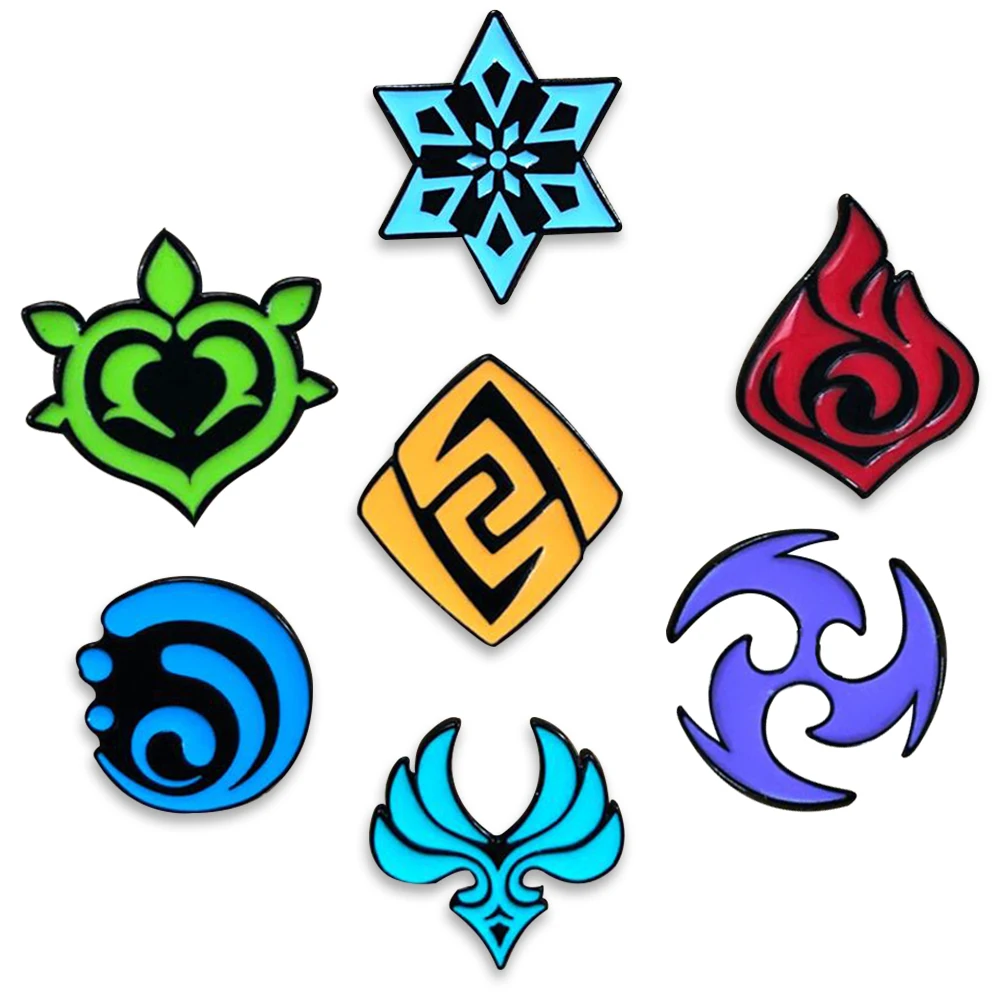 

Game Genshin Impact Vision Lnazuma Ganyu Keqing Wendi Xiao Hu.Tao A brooch Luminous 7 Element Weapons Eye Of Original God Badge