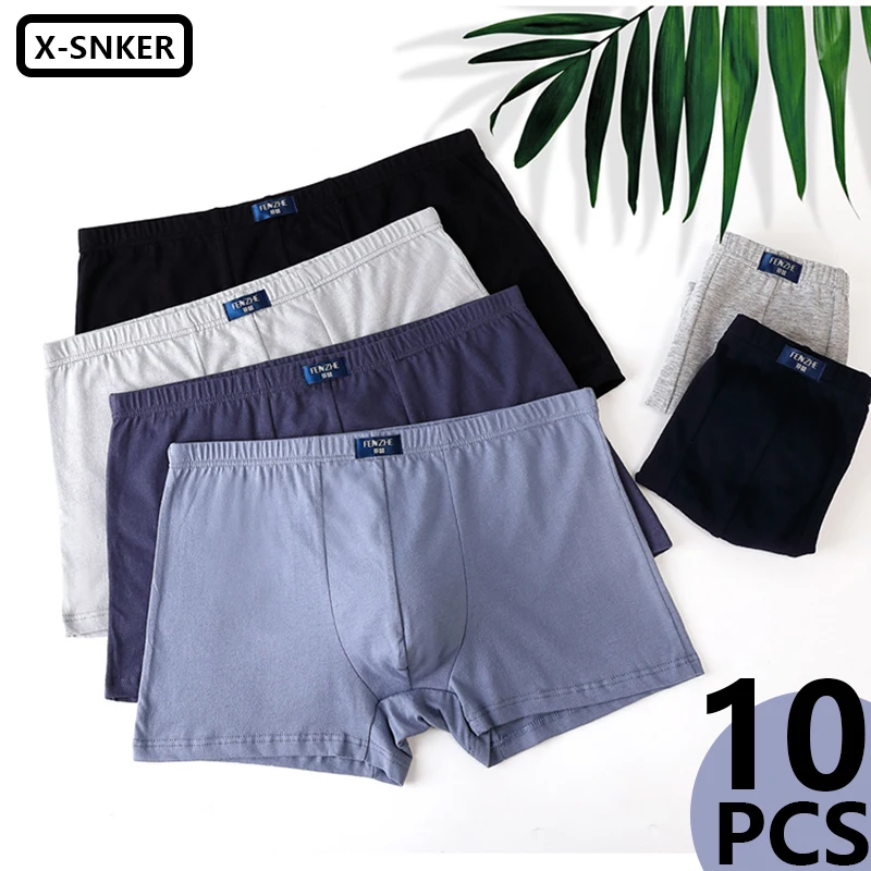 10PCS Men's Panties Pure Cotton Underwear Boxer Shorts Breathable Comfortable Plus Size Man Underpants Boxershorts Wholesale