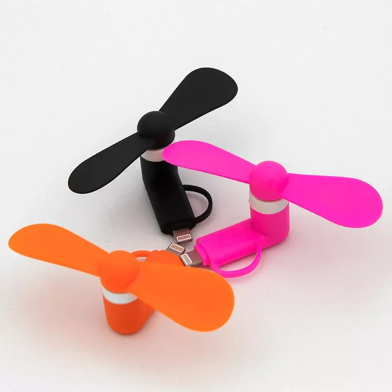 

2 IN 1 Travel Portable CellPhone Mini Fan Cooling Cooler For Micro USB For iPhone 5 5S SE 6 6S Plus 8 Pin Android Phones S6 S7