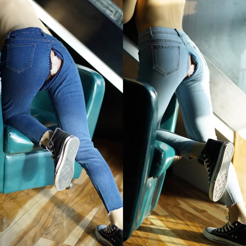 

Женские джинсы на молнии с открытой промежностью, эротическая одежда