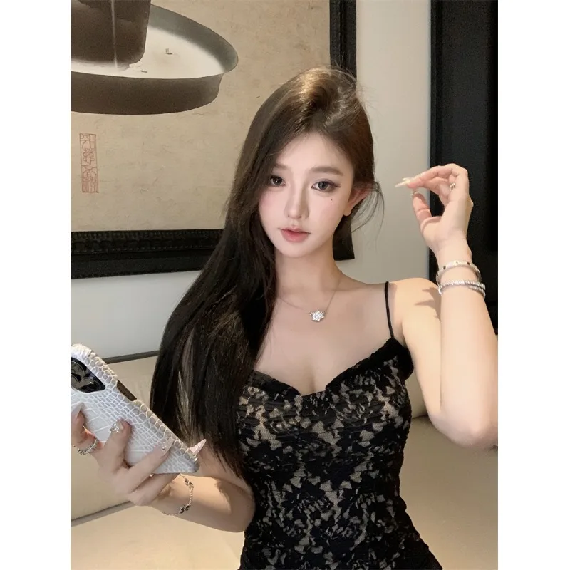 Pure Desire Gyaru Embroidered Lace Bottoming Shirt Top Women Autumn and Winter New Sweet Wrap-around Slim fit Slimming Cami