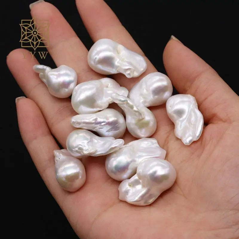 

1 Pc No Hole Large High Quality Cultured Baroque Freshwater Pearl Big Beads Irregular White Stone For Jewelry Making 13-18x30mm