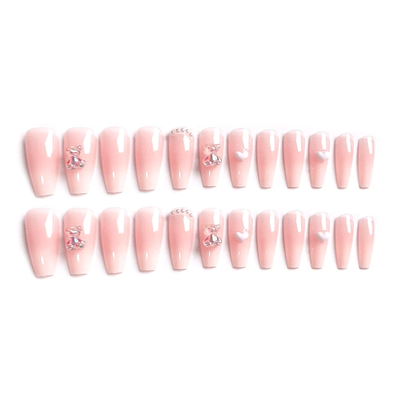 

Press On False Nails Detachable Almond French Tip Press On Nails Bear Nail Tip
