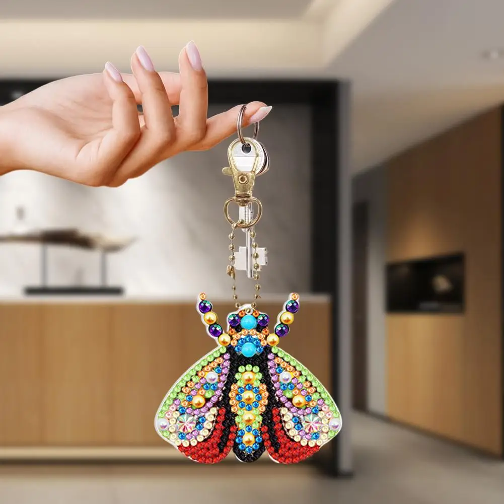 

YOUZI 10pcs Colorful Diamond Painting Keychain Kits Double Sided Diamond Art Key Ring Set Backpack Shoulder Bag Accessories