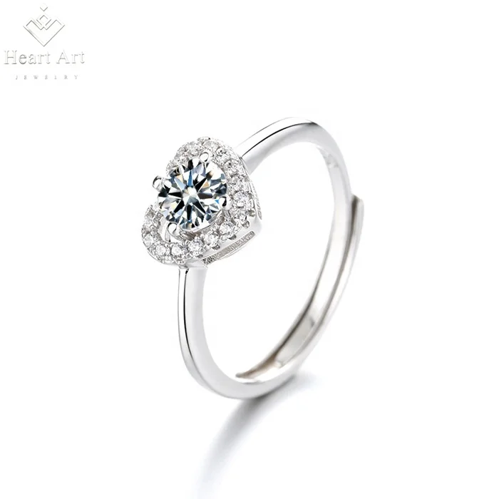 

HEARTART Free Shipping 925 Sterling Silver Ring Adjustable Heart Ring Birthday and Valentine Gift Jewelry for Woman