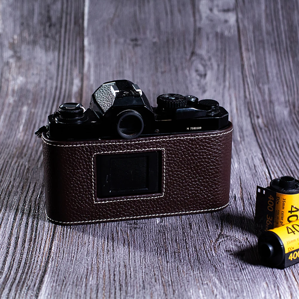 Фото FM2/FE2 Чехол из натуральной кожи с получехлом для Nikon F3 F3HP F3AF F3T FM2/FE2 Чехол Кожаная сумка для камеры ручной работы №4