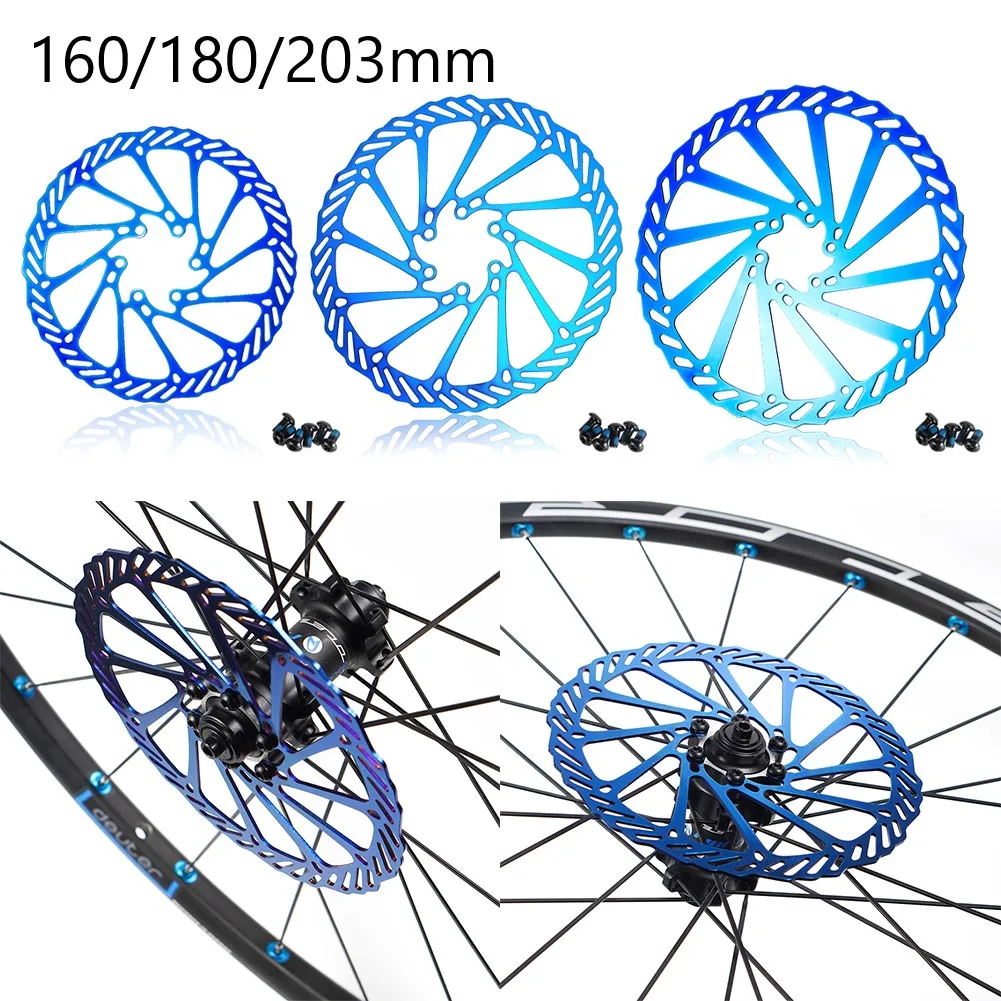 

160/180/203mm Bicycle Disc Brake Rotor Colorful Hydraulic Disc Pad With 6 Bolts For Alivio MTB Mountain Bike Accessories