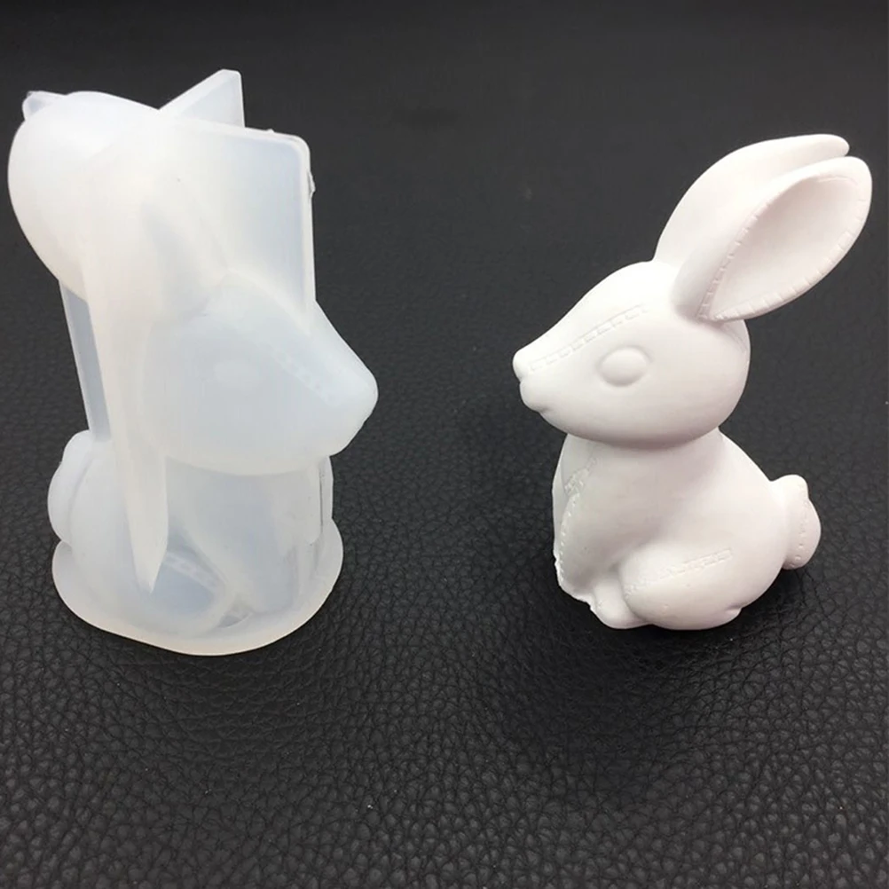 

3D Rabbit Moulds, Rabbit Figure Epoxy Resin, Silicone Moulds Rabbit Decorative Figure Casting for Easter Decoration Children