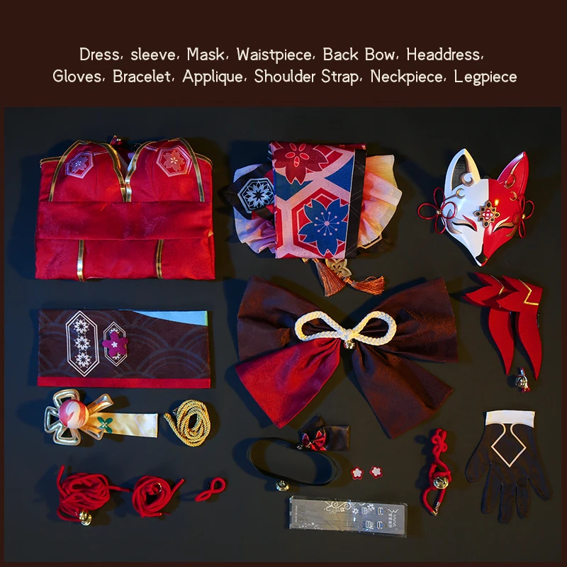 Блестящее кимоно для косплея Honkai со звездами и рейками японское с лисьей маской