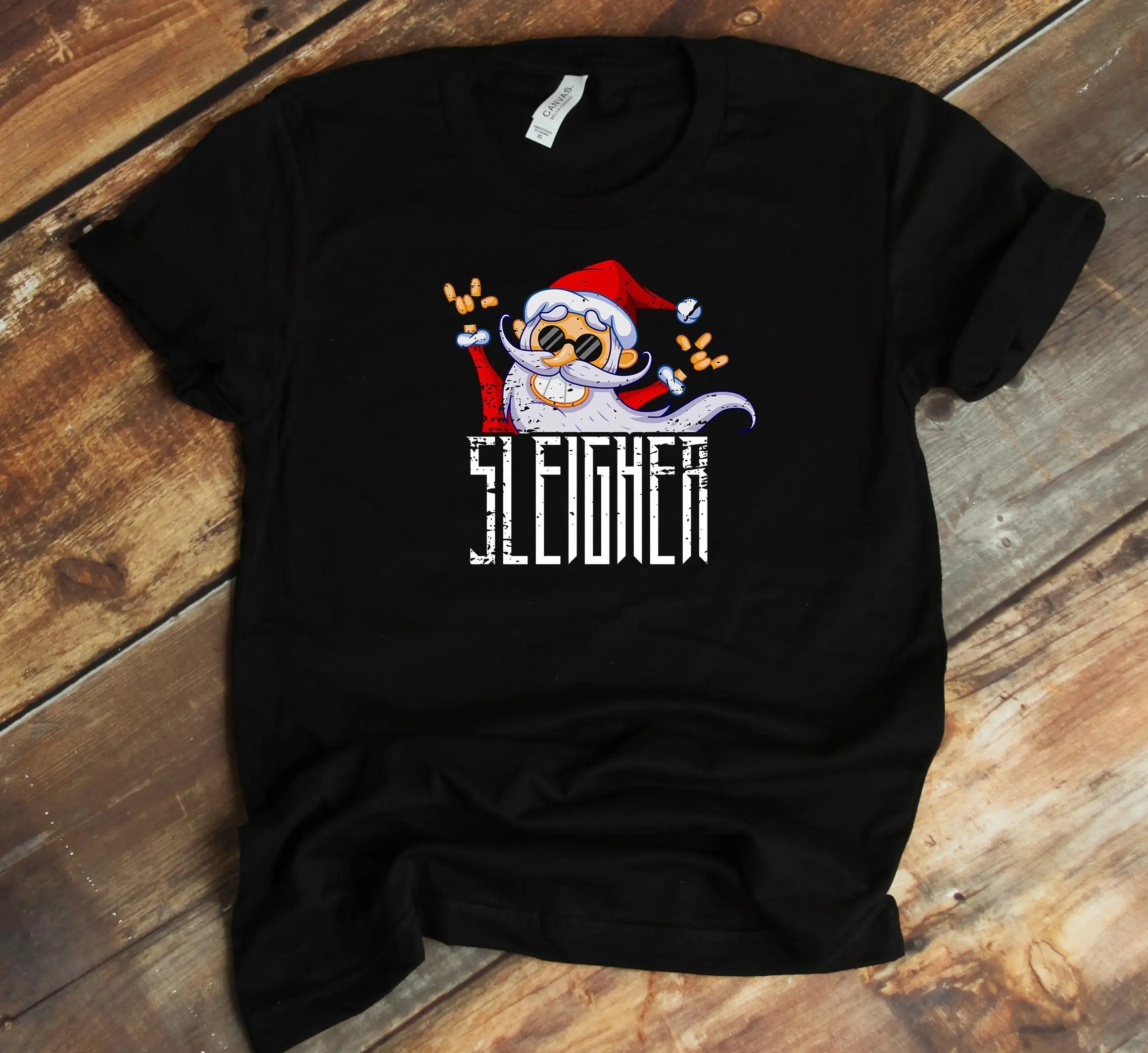 Футболка Sleigher Санта-Клаус рок металл Рождество забавная Рождественская Пижама