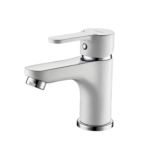 

LEDEME Fashion Style Basin Faucet Home Bath Cold And Hot Water Taps White Bathroom Mixer Single Handle Basin Faucets