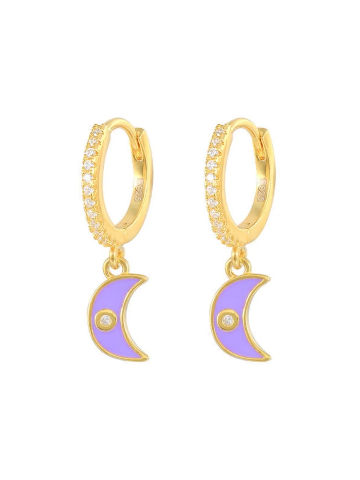 Женские изысканные серьги-луна, серебро 925 пробы